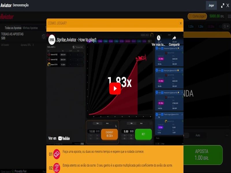 Reglas del juego Aviator Betano