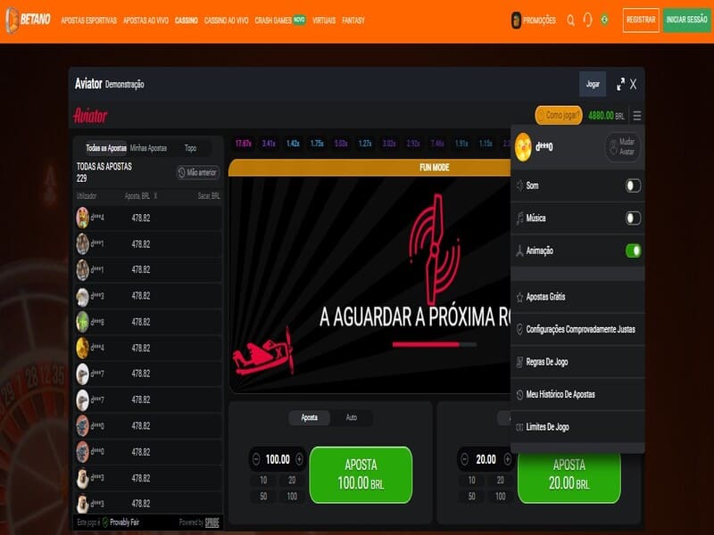 Características del juego Aviator Betano