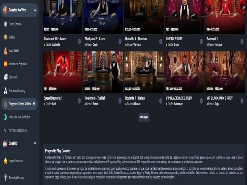 Diferentes tipos de juegos online en Casino Betano
